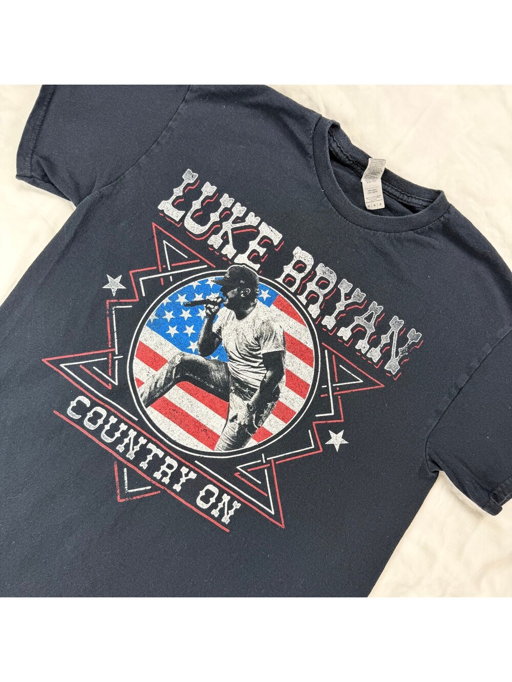 Luke Bryan Country On Tour T Shirt Mens Medium USA Flag Double Sided Concert Tee